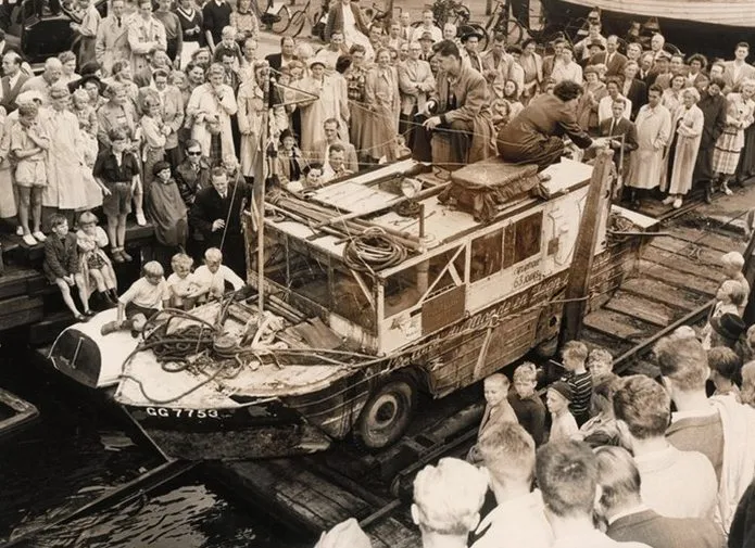 Ben Carlin and Half-Safe (Copenhagen 1951) from Wikimedia Commons (public domain)