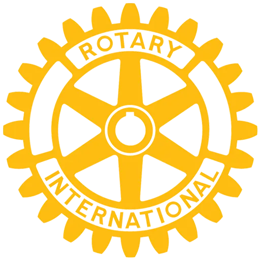 Rotary International logo with a gear wheel and the text 'Rotary International' around it.